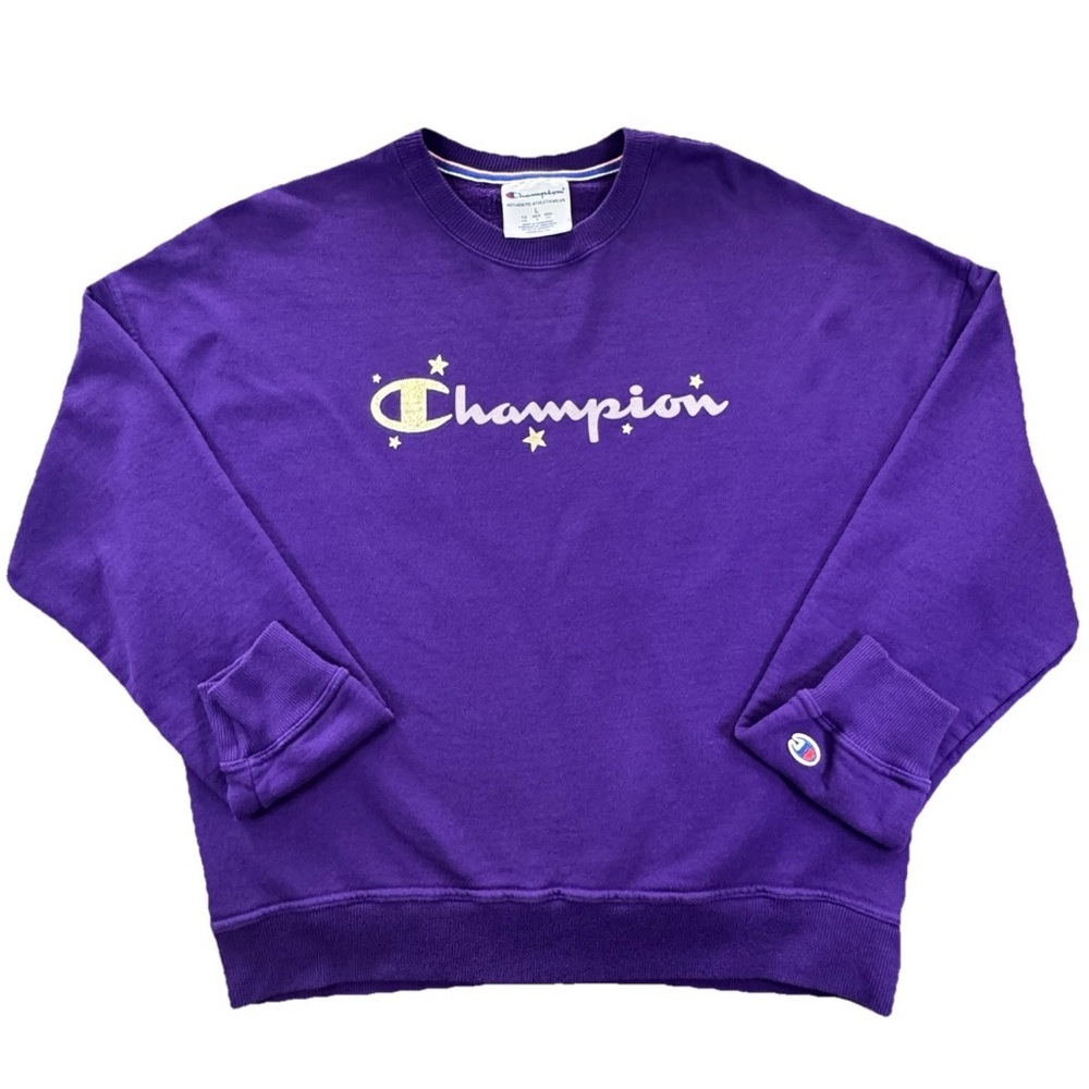 Champion Star Logo Powerblend Crewneck Sweatshirt | L Purple